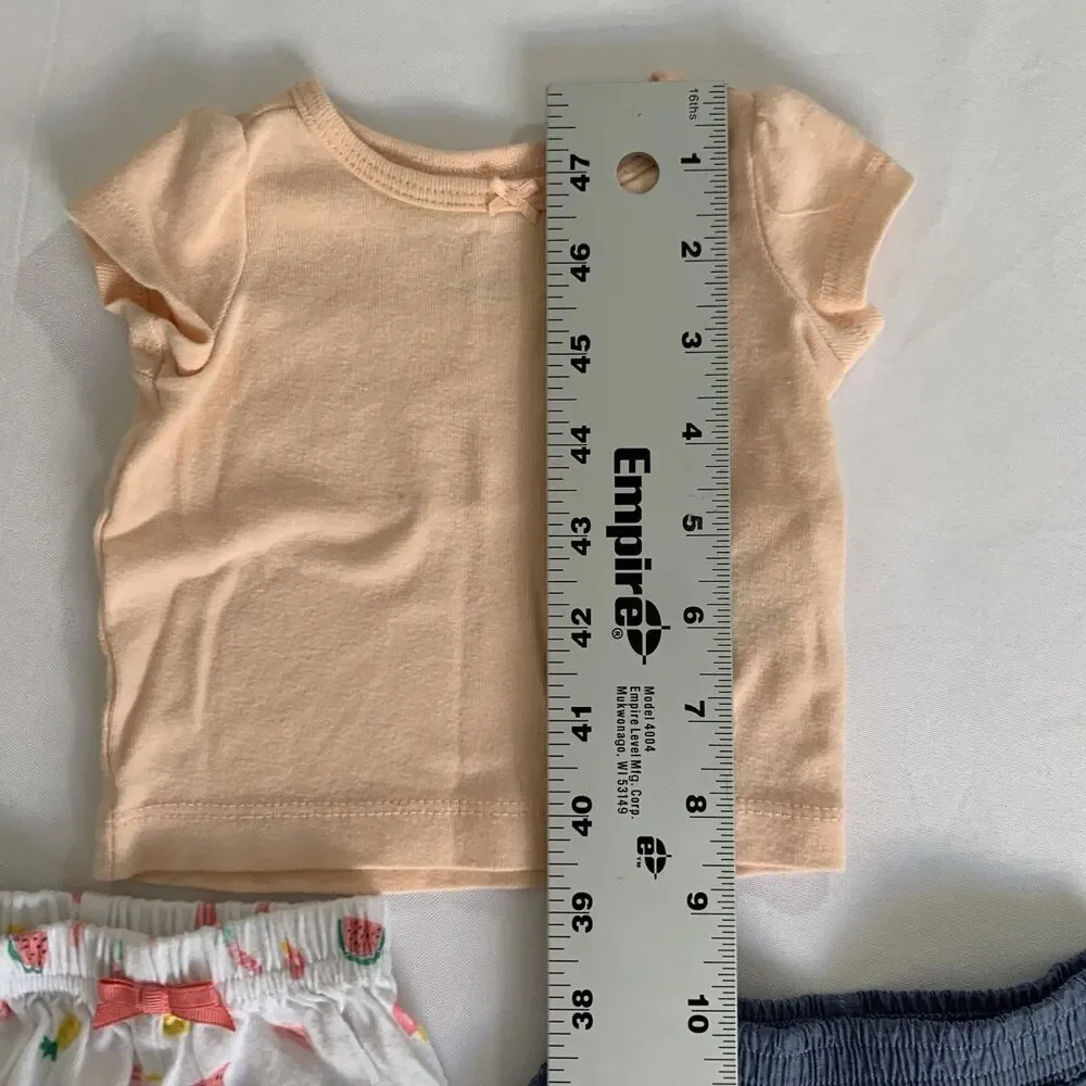 Newborn Baby Girl Outfit Shorts TShirt Chambray Summer Watermelon Colorful Play‎
